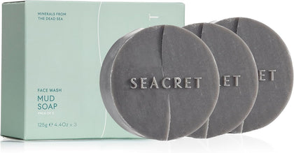 SEACRET soap front packaging showing brand and mineral mud benefits