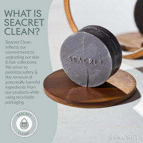 SEACRET soap held in hand to show 4.4 oz scale and lasting value
