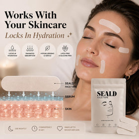 SEALD strip applied to forehead demonstrating smooth base for makeup