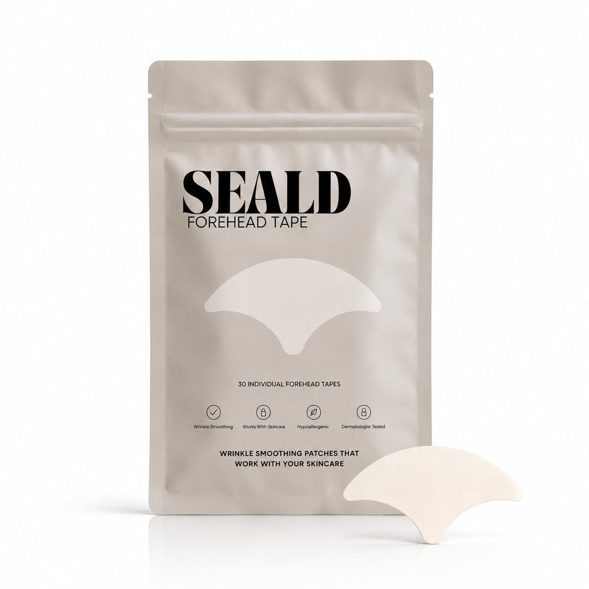 SEALD forehead tape front packaging showing product and count benefits