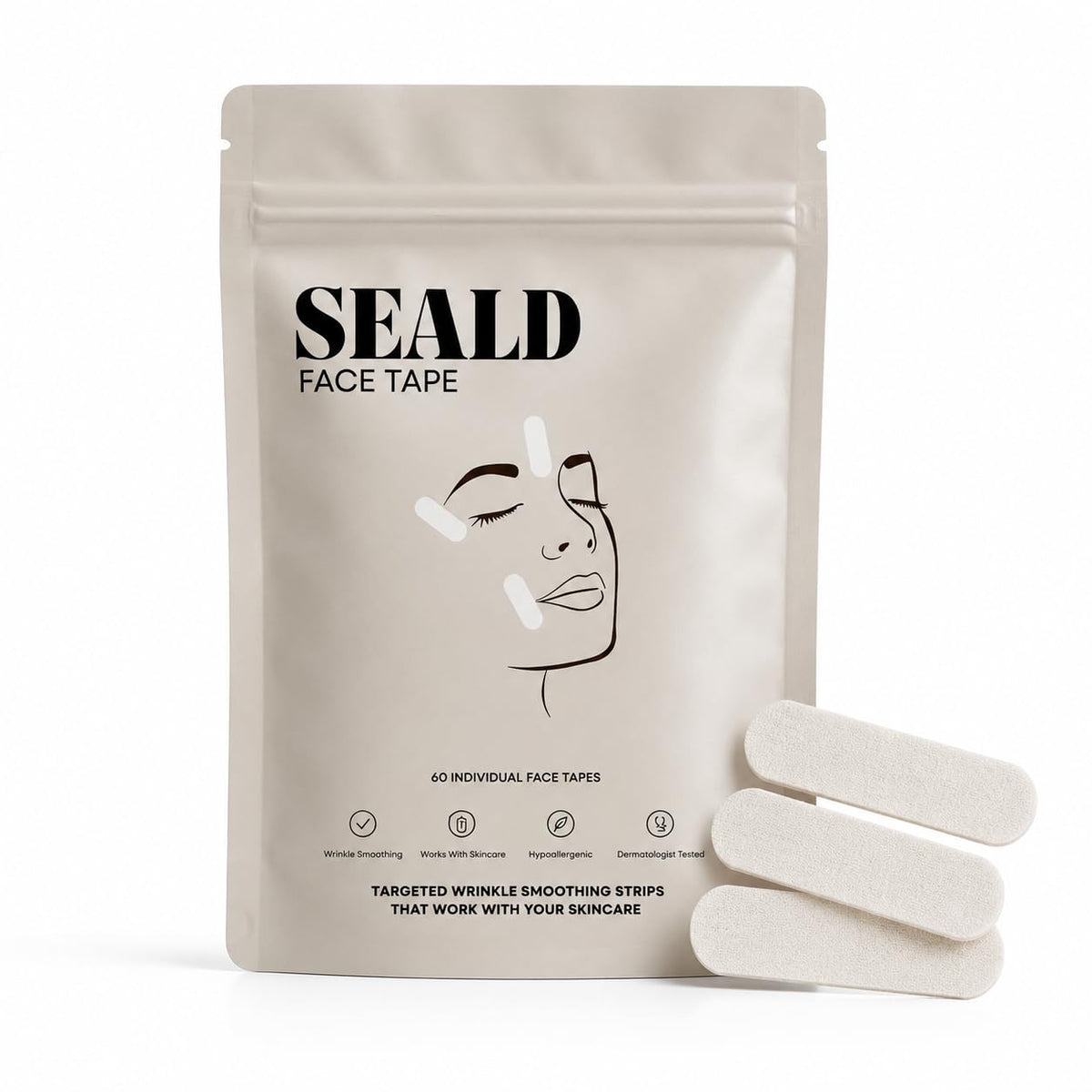 SEALD front packaging showing 60 smoothing strips and product name benefit