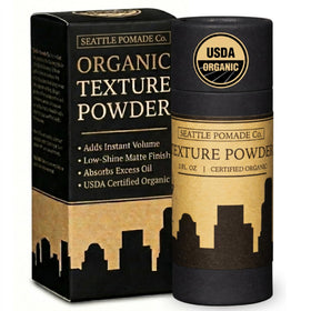 Seattle Pomade Co. front jar view showing packaging and organic benefit