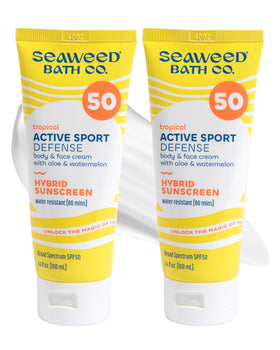 Seaweed Bath Co. front packaging showing SPF 50 protection and benefits
