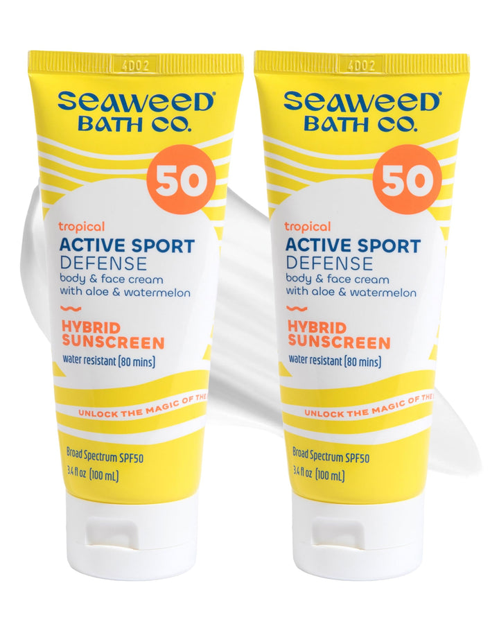 Seaweed Bath Co. front packaging showing SPF 50 protection and benefits
