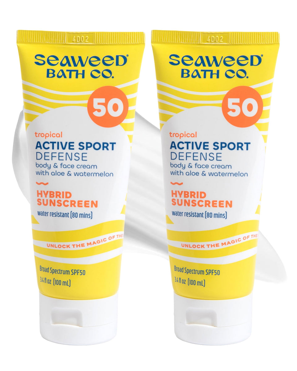 Seaweed Bath Co. front packaging showing SPF 50 protection and benefits