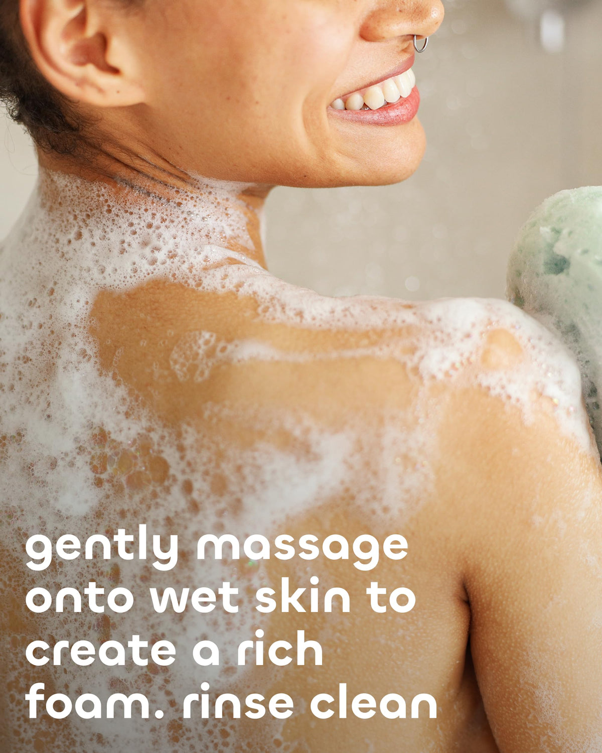 Seaweed Bath Co. label showing recycled-plastic packaging and clean formula