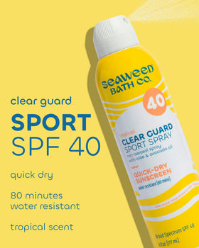 Seaweed Bath Co. close-up of label highlighting SPF 40 and ingredients