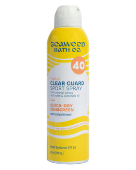 Seaweed Bath Co. Clear Guard front packaging showing sunscreen benefits