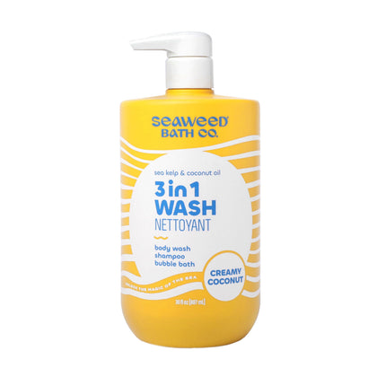 The Seaweed Bath Co. front packaging of Creamy Coconut 30 fl oz showing label and pump