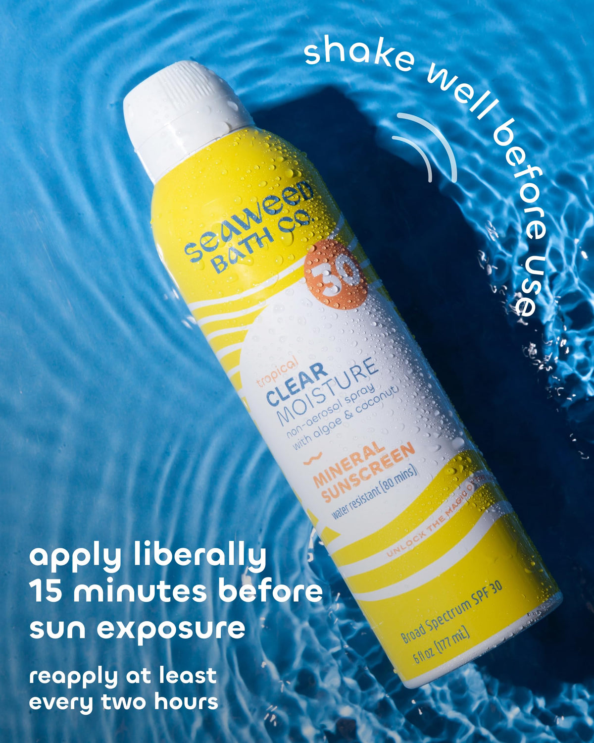 Seaweed Bath Co. label close-up featuring ingredients and reef-safe claim