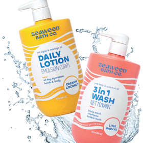 The Seaweed Bath Co. applying lotion on arm showing smooth, non-greasy finish