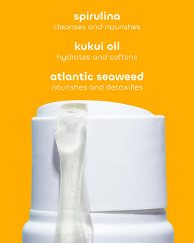 Seaweed Bath Co. kukui oil and seaweed ingredients highlighting nourishment