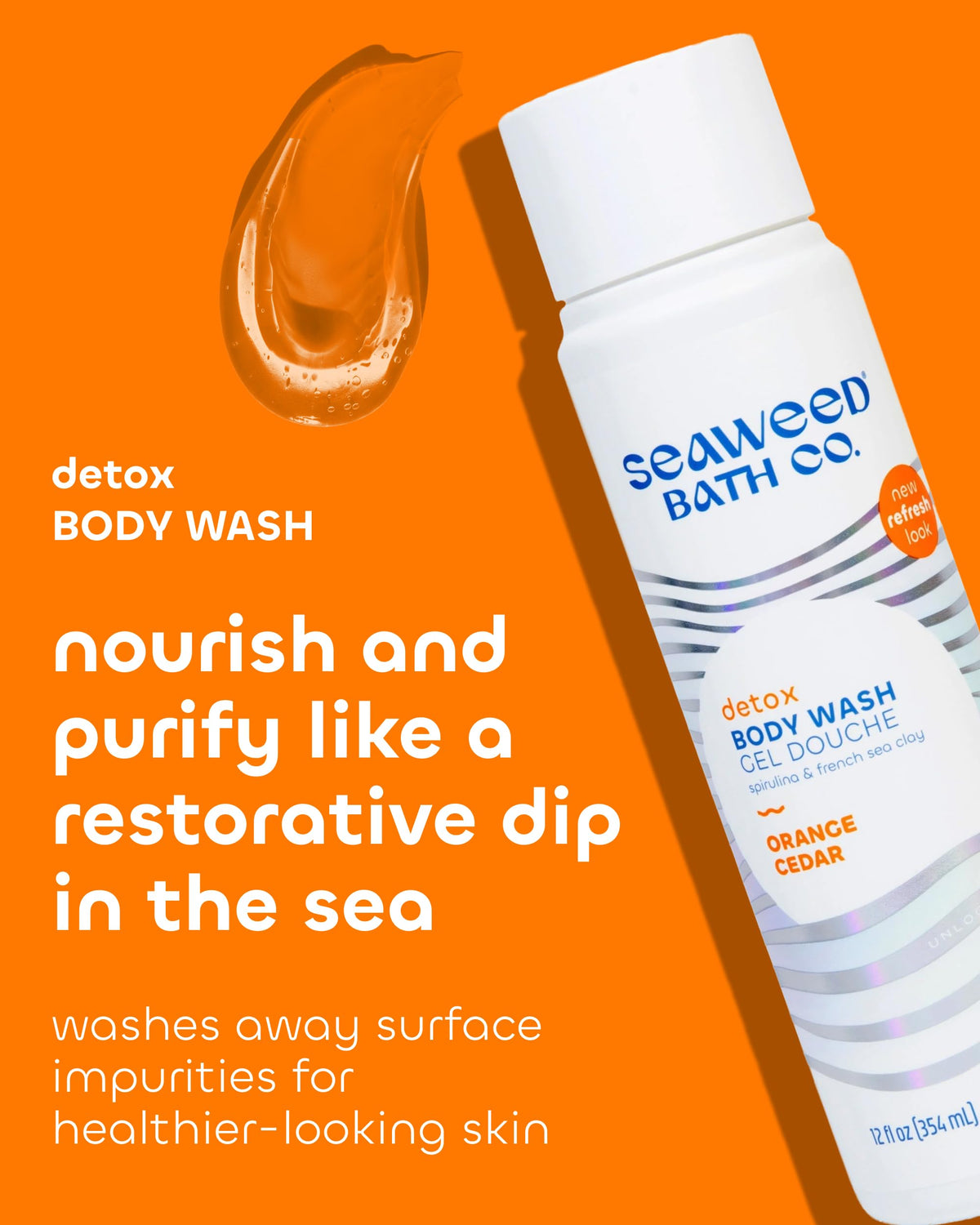 Seaweed Bath Co. pump dispensing body wash illustrating easy use