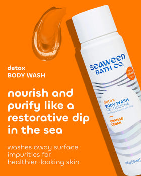 Seaweed Bath Co. pump dispensing body wash illustrating easy use