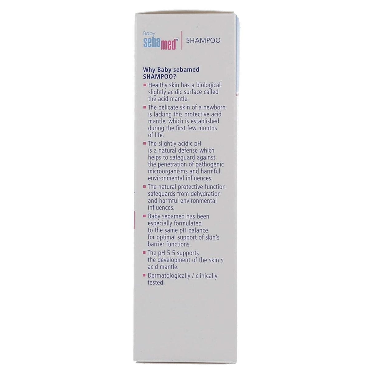 SEBAMED ingredients panel close-up emphasizing hypoallergenic formulation