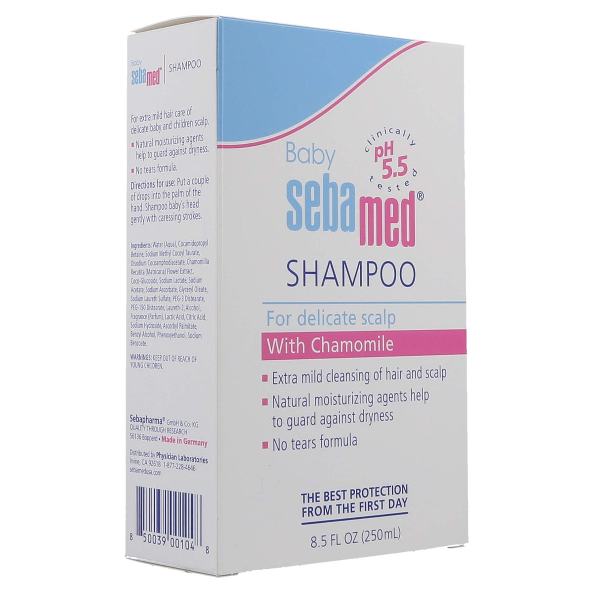 SEBAMED 250ml bottle beside ruler showing compact travel-friendly size
