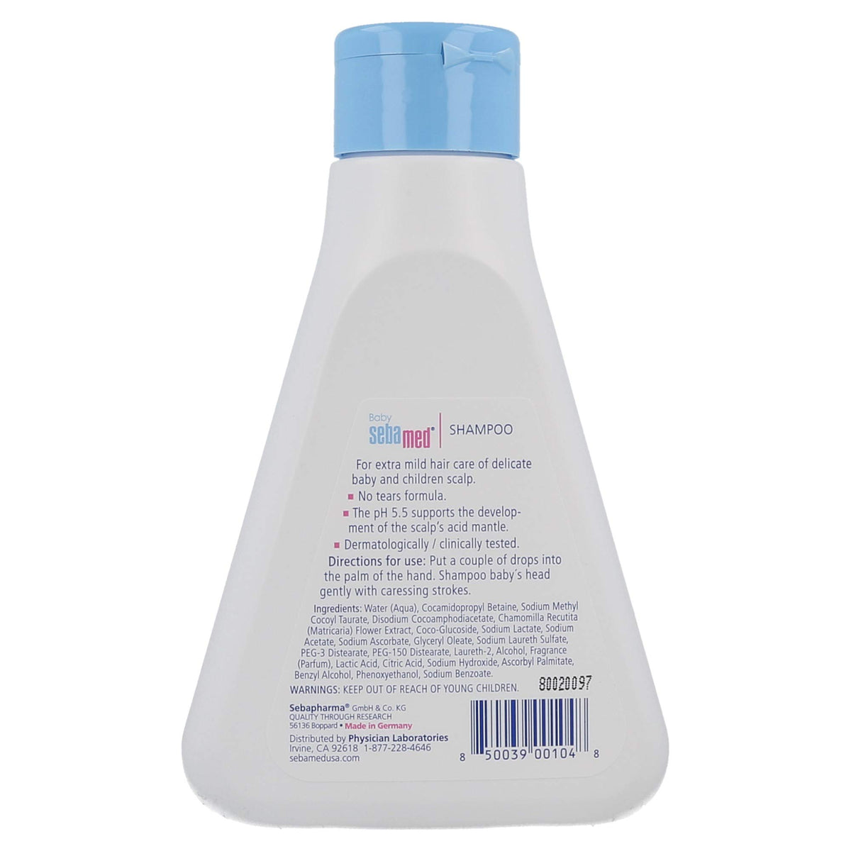 SEBAMED shampoo texture on hand demonstrating mild creamy lather