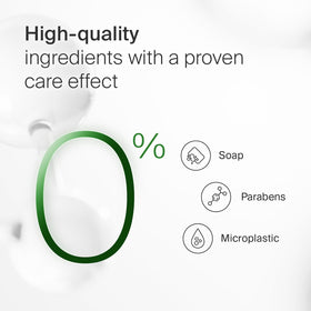 SEBAMED bottle on shower shelf illustrating everyday use and convenient reach during bathing