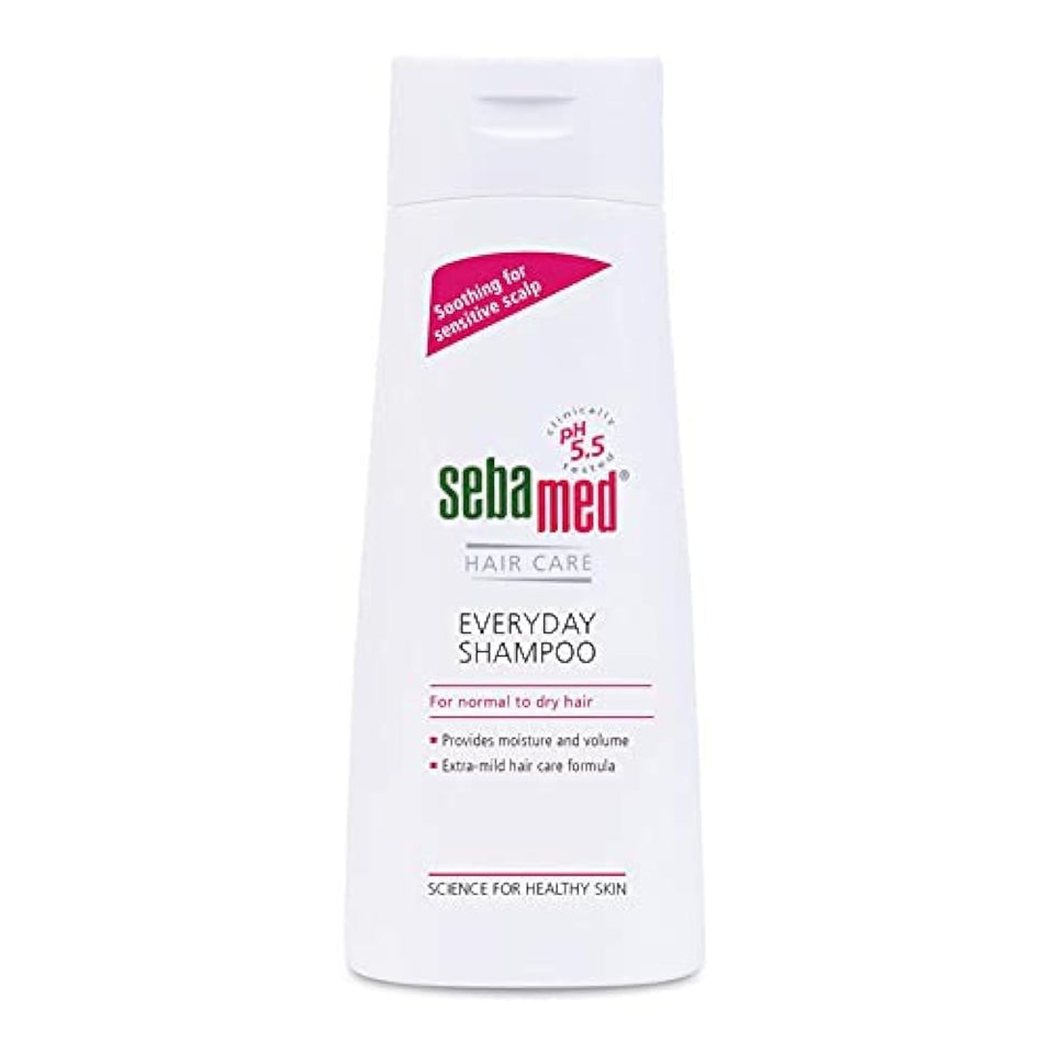 SEBAMED front packaging showing 200ml twin bottles, clear product branding and benefits