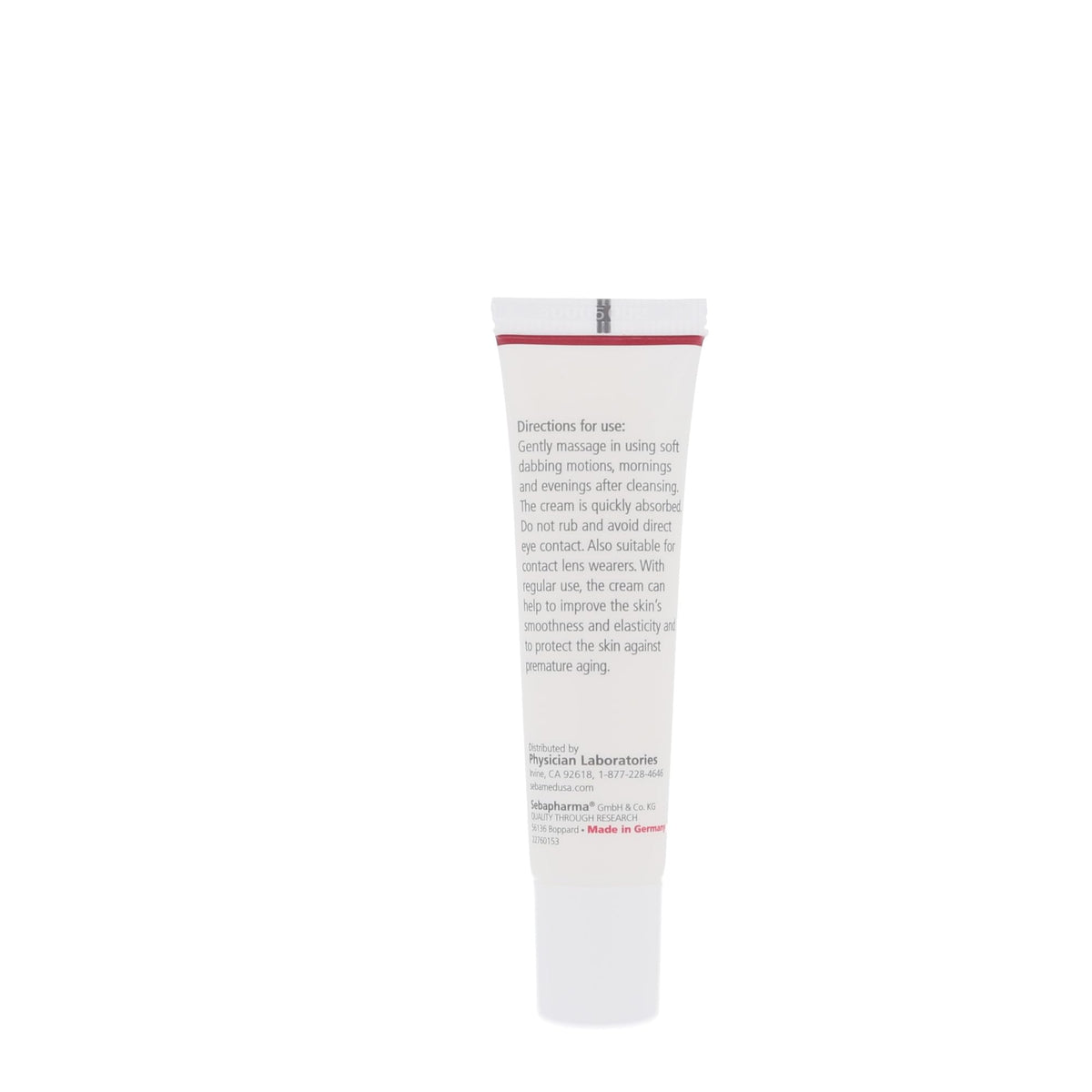 Sebamed close-up texture of cream on fingertip, demonstrating lightweight hydration benefit