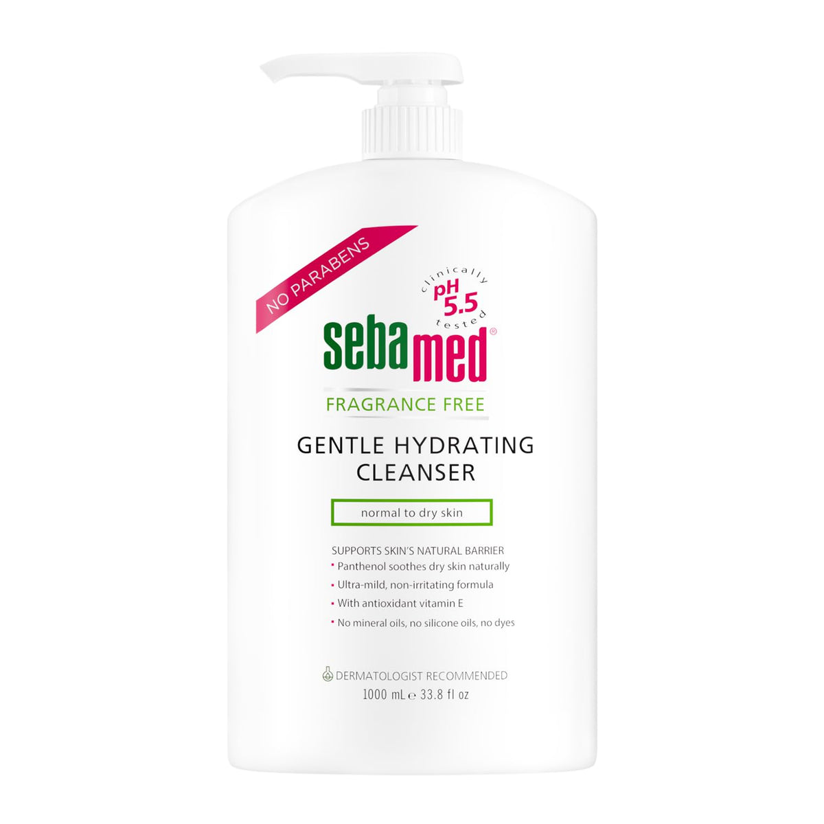 SEBAMED front bottle showing label and size, gentle daily cleansing benefit