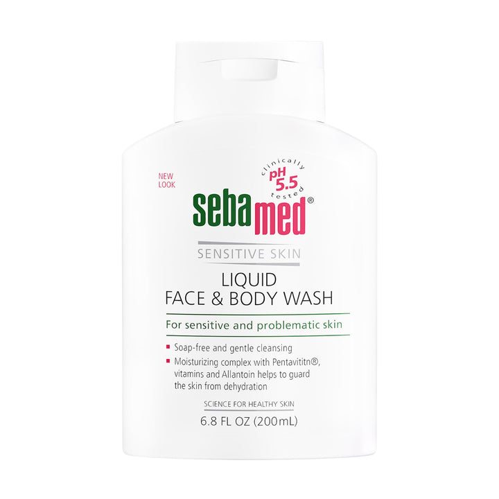 SEBAMED front packaging showing 6.8 fl oz bottle and clear label for easy identification and gentle cleansing