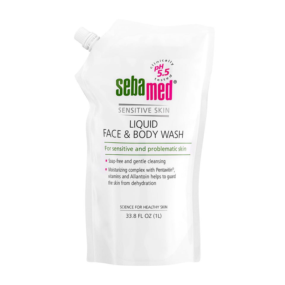 SEBAMED refill pouch front packaging showing label and volume benefit