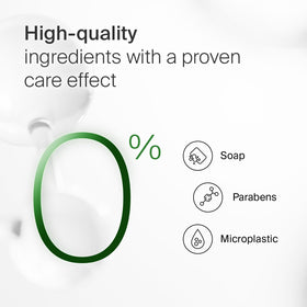 sebamed bottle in shower scene showing family-friendly daily cleansing convenience