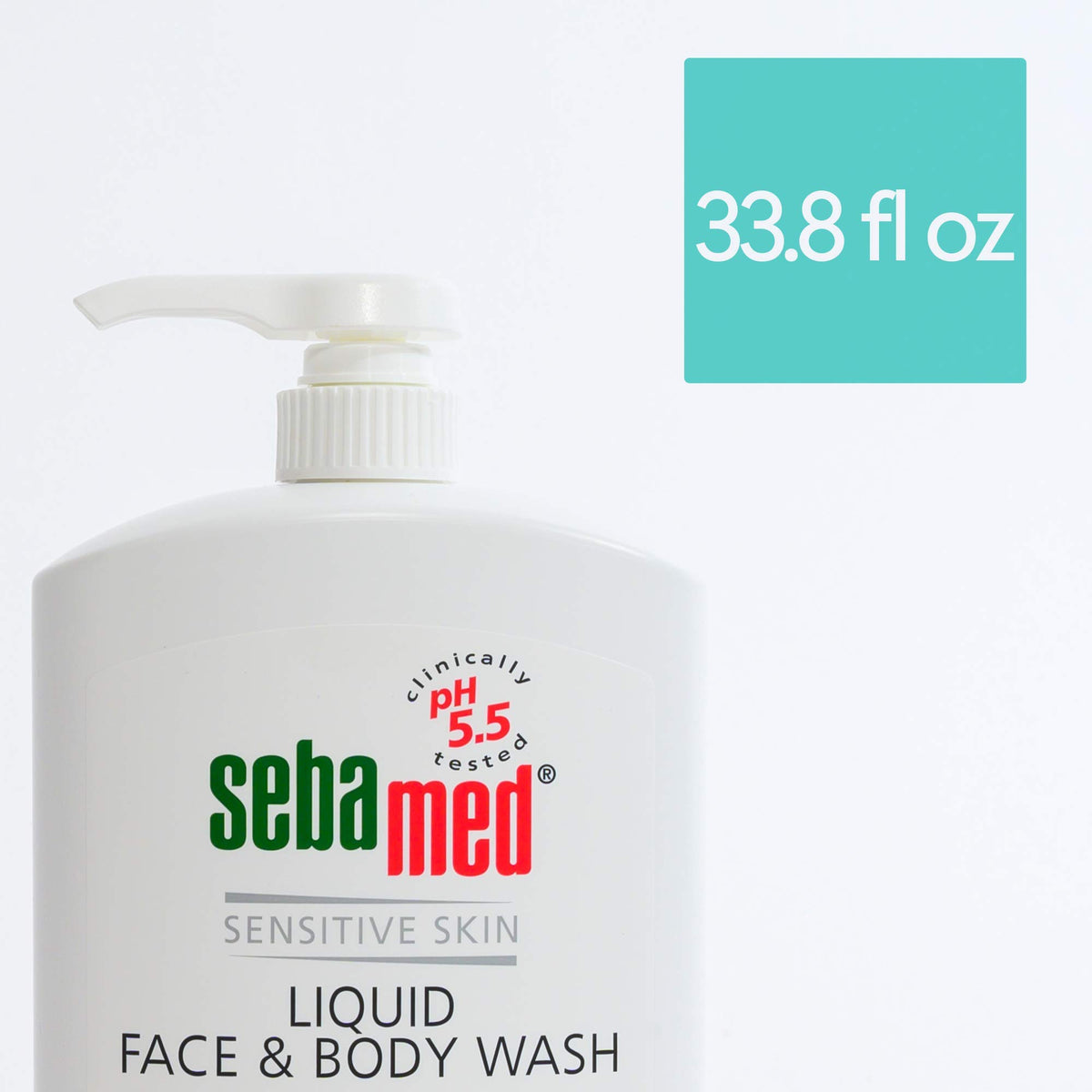 SEBAMED bottle in shower demonstrating how it integrates in routine