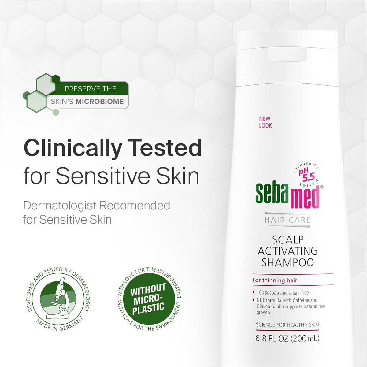 SEBAMED bottle on shower shelf demonstrating everyday use convenience