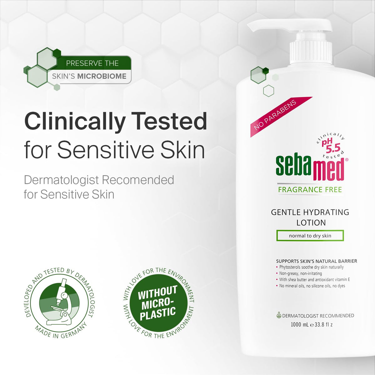 SEBAMED lotion placed in bathroom showing everyday use