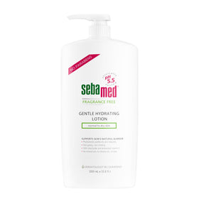 SEBAMED front packaging showing 1L bottle and label benefits