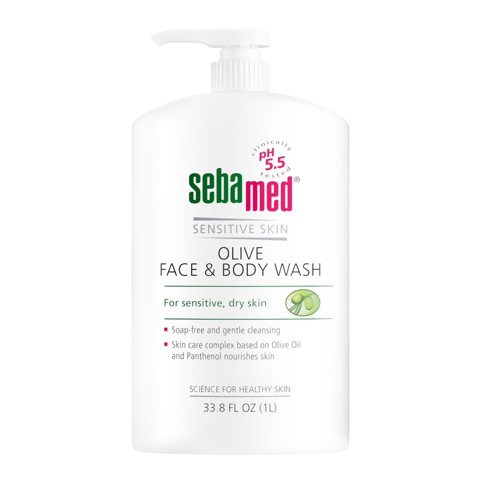 sebamed front view of 1L pump bottle showing packaging and benefit gentle cleansing
