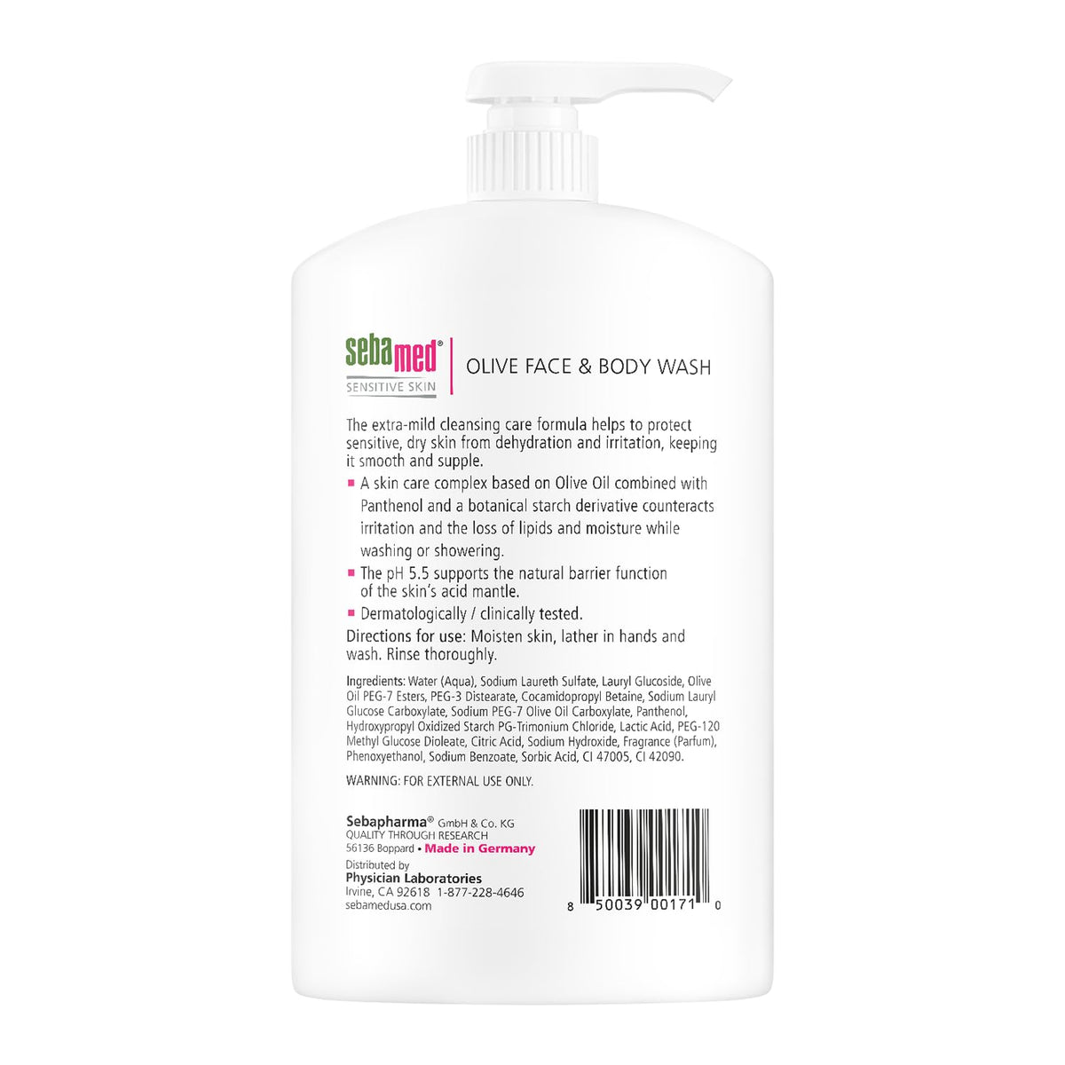 sebamed pump head close-up illustrating easy dispensing for controlled usage