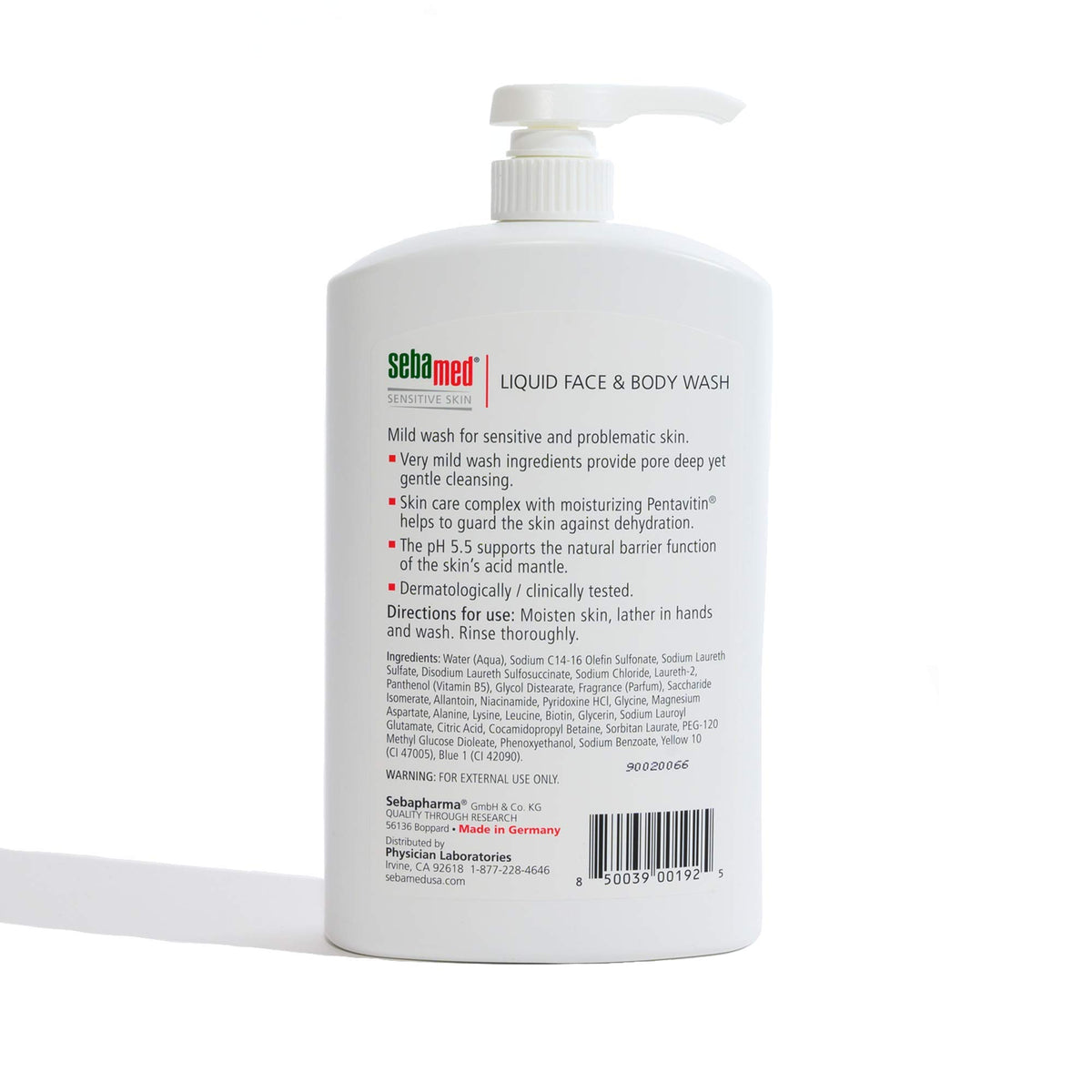 SEBAMED pump nozzle close-up for easy one-handed dispensing