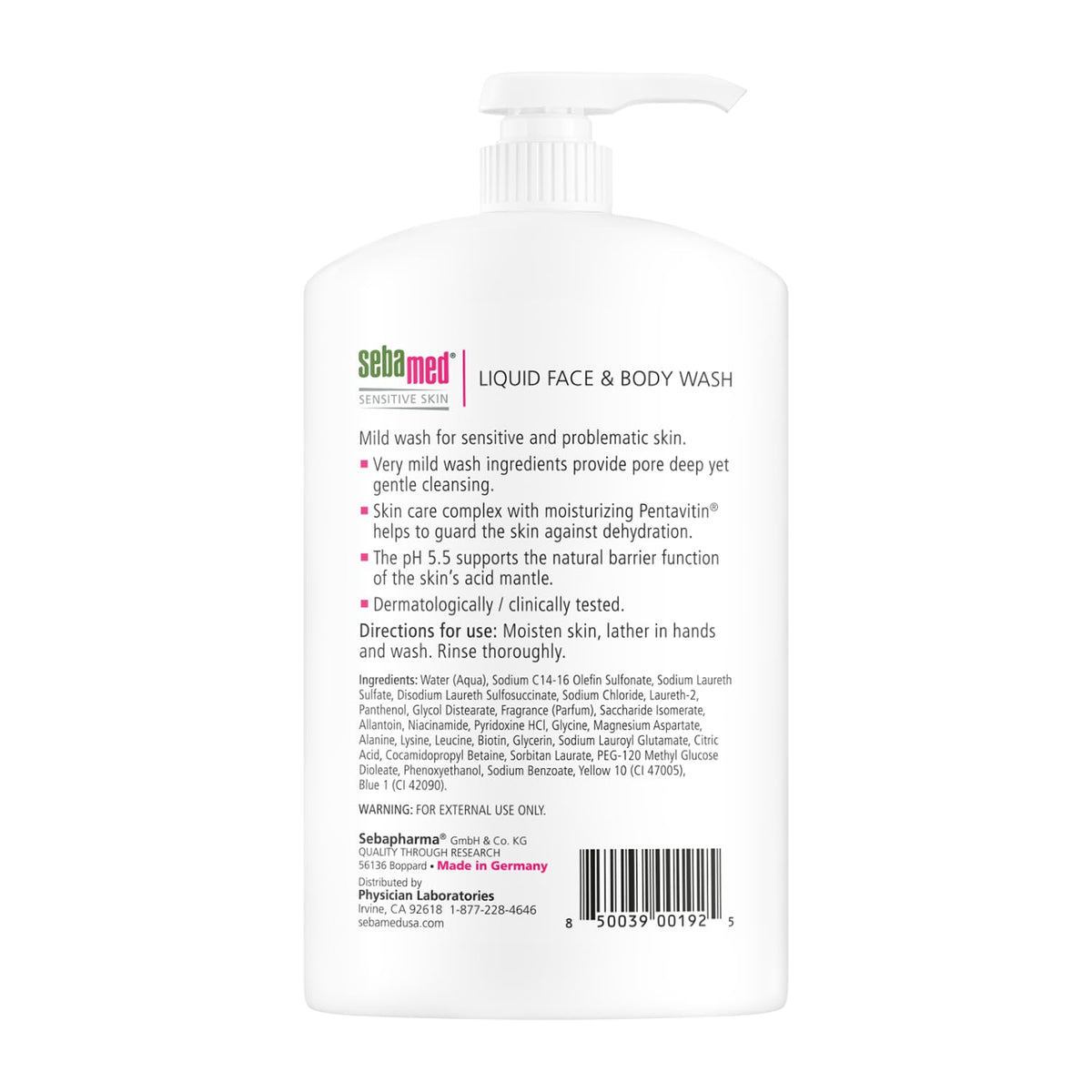 SEBAMED pump dispensing wash into hand, easy controlled application benefit