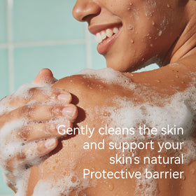 SEBAMED creamy foam texture close-up highlighting mild lather and hydrating feel