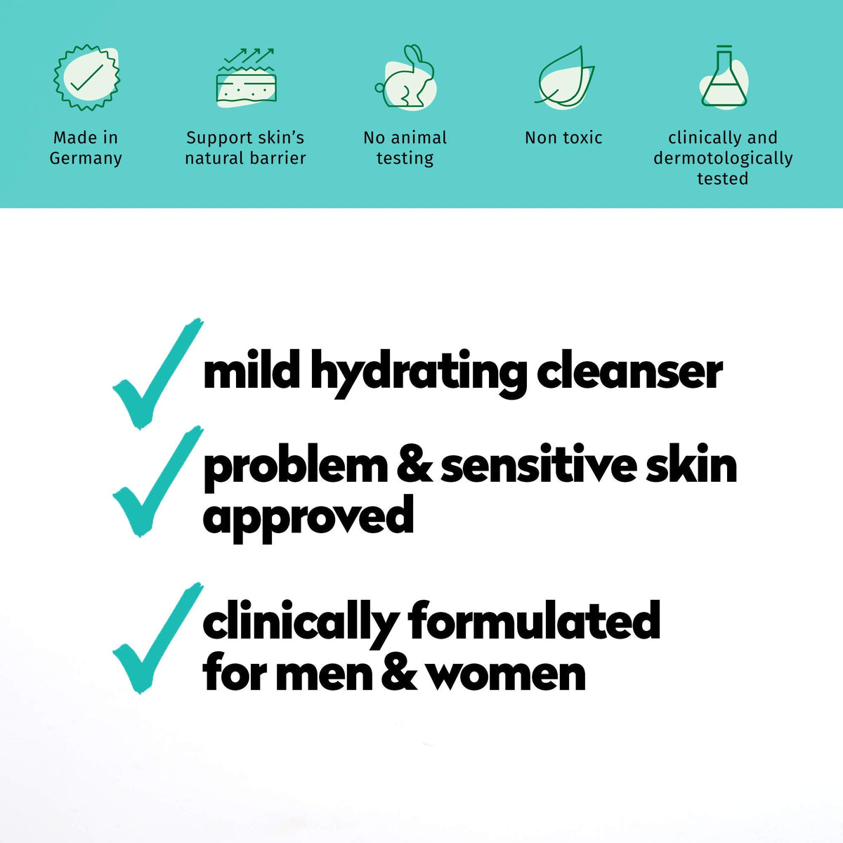 SEBAMED foamy texture on palm illustrating gentle cleansing