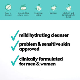 SEBAMED foamy texture on palm illustrating gentle cleansing