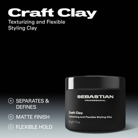 Sebastian clay warmed in hands ready to apply for easy styling