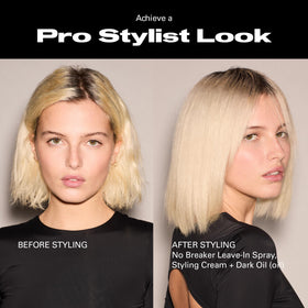 Applying Sebastian Dark Oil to dry hair to smooth frizz and boost gloss