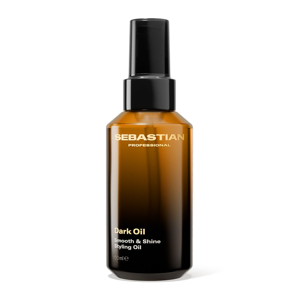 Sebastian Dark Oil front bottle showing label and sleek packaging for salon-grade shine