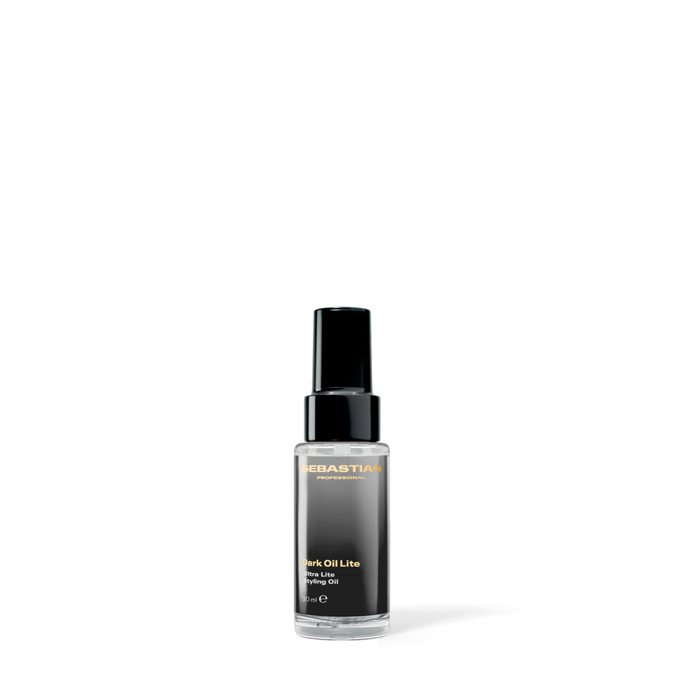 Sebastian Dark Oil Lite front bottle showing sleek packaging and travel-ready size