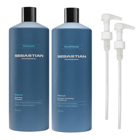 Sebastian front packaging showing duo and pumps for easy dispensing and replenishment