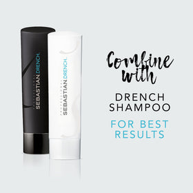 Sebastian drench before and after hair swipe showing reduced frizz and improved shine
