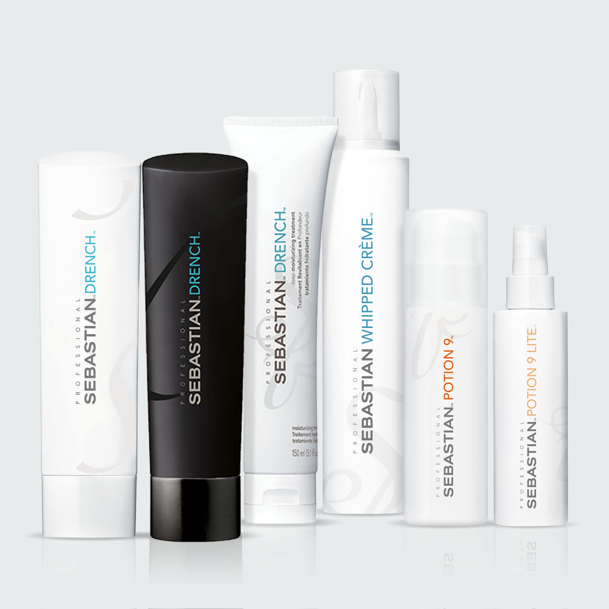 Sebastian drench applied to wet hair in hand demonstrating slip and detangling benefit