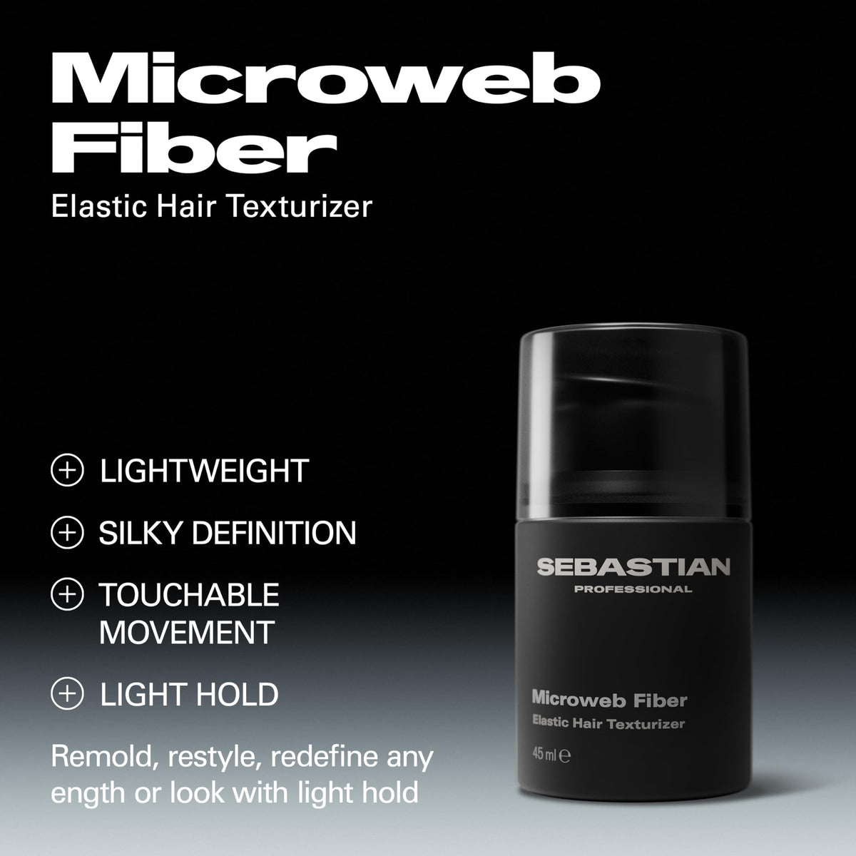 Hands applying Sebastian Microweb Fiber to hair demonstrating easy control