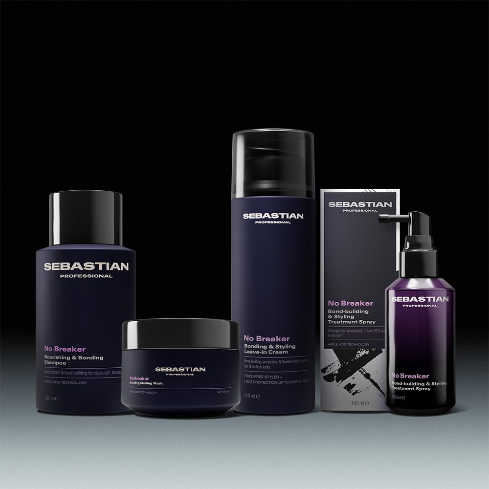 Sebastian No Breaker on bathroom vanity with styling tools showing daily routine convenience