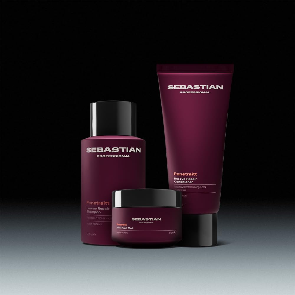 Sebastian Penetraitt in a bathroom routine setting showing salon-grade repair at home benefits