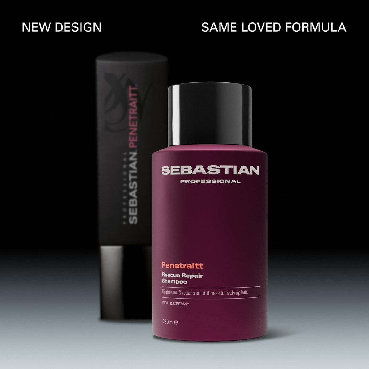 Sebastian Penetraitt pump dispensing shampoo for easy measured use and convenience